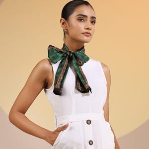 Silk Neck Scarf - Luxurious 100% Mulberry Silk in Elegant Green