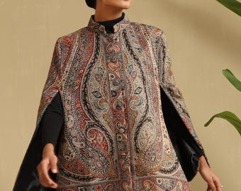 Elegant Fine Wool Silk Cape | Luxurious Lightweight Wrap for All Seasons