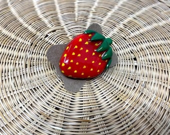 Polymer Clay Strawberry Lapel Pin