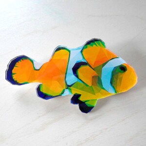 Clown Eared FISH BROOCH - Original handmade crystal resin Brooch, Animal brooch, Fish pin, Colorful Fish Brooch, Polygon ART graphic, Sea