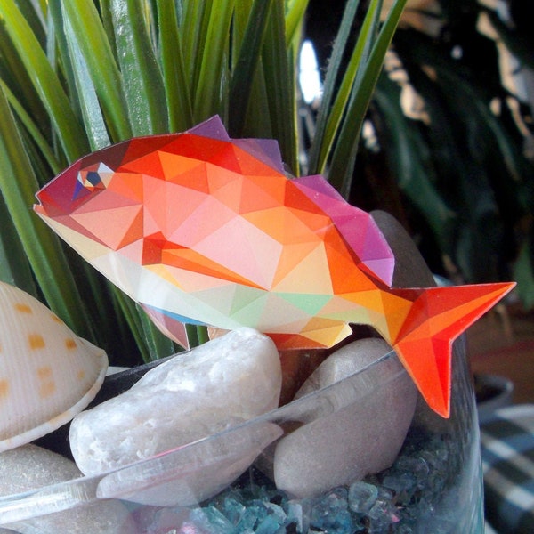 Polygons RAINBOW FISH BROOCH - Original handmade crystal resin Brooch, Animal brooch, Rainbow Fish pin, Colorful Fish Brooch