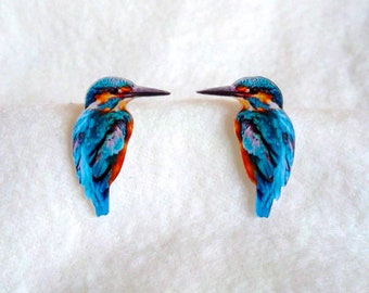 KINGFISHER STUD EARRINGS, surgical stainless steel 316L, crystal resin