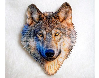 WOLF crystal resin BROOCH, Wolf Pin, Original Designed Brooch of Wolf