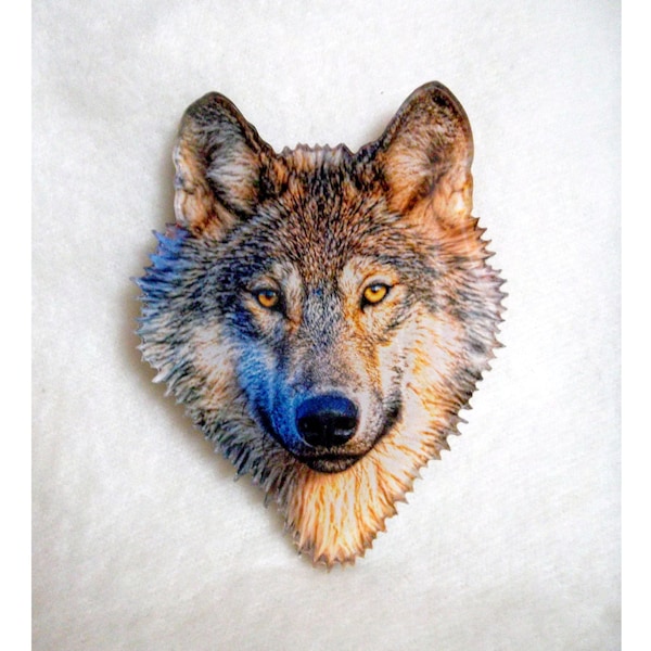 WOLF crystal resin BROOCH, Wolf Pin, Original Designed Brooch of Wolf