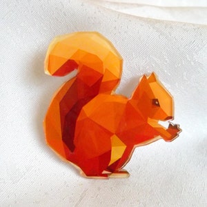 SQUIRREL crystal resin BROOCH, Squirrel  Pin, Oiginal Designed Brooch of Squirrel, Squirrel Polygons Brooch, Squirrel Brooch