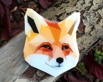 Broche de zorro de resina de cristal: Pin de arte poligonal