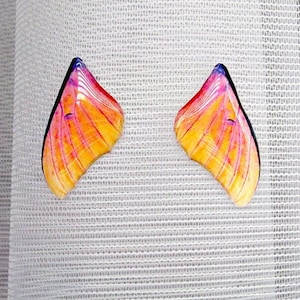 Crystal Resin BUTTERFLY Stud EARRINGS, hypoallergenic surgical steel, 28 x 16 mm