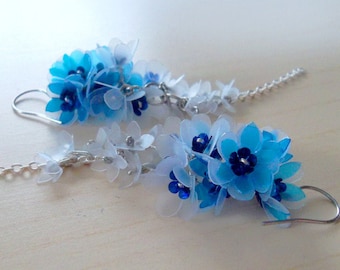 Recycled Bottle Flower Earrings: Surgical Steel Dangle Earrings