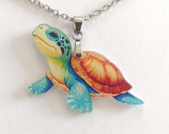 TURTLE NECKLACE, surgical stainless steel