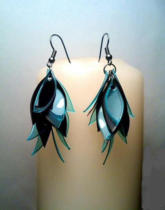 Recycled Plastic EARRINGS, Surgery Steel 316L, Recycled Bottle