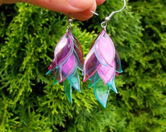 Recycled Plastic EARRINGS, Surgery Steel 316L, Recycled Bottle