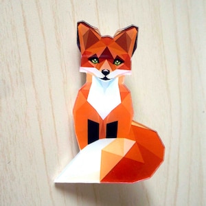 SPILLA in resina di cristallo FOX, spilla volpe, poligoni originali progettati spilla di volpe