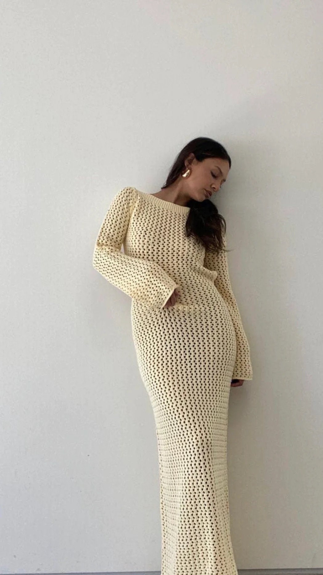 Crochet Dress/ Holiday Dress/ Yellow Dress/ Vacation Dress/ Dinner