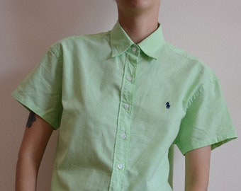Vintage 90s Ralph Lauren Cotton Shirt - Light Green, XXL