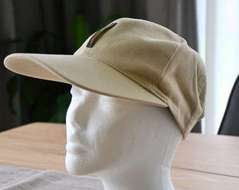 vintage 90s UCLA baseball cap, beige cotton adjustable hat, retro college sportswear