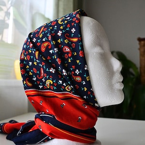 Vintage square scarf women, bandana women, neck scarf, neckerchief women, head scarf, hair wraps