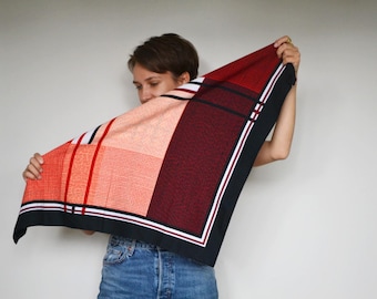 Elegant Geometric Scarf for Women – Red White Black Head Bandana, Stylish Wrap