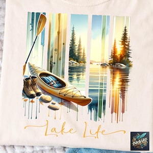 Lake Life Watercolor Fishing Boating Sublimation Shirt Design, PNG Instant Digital Download Only, Tshirt Fishing Camping Beach Summer