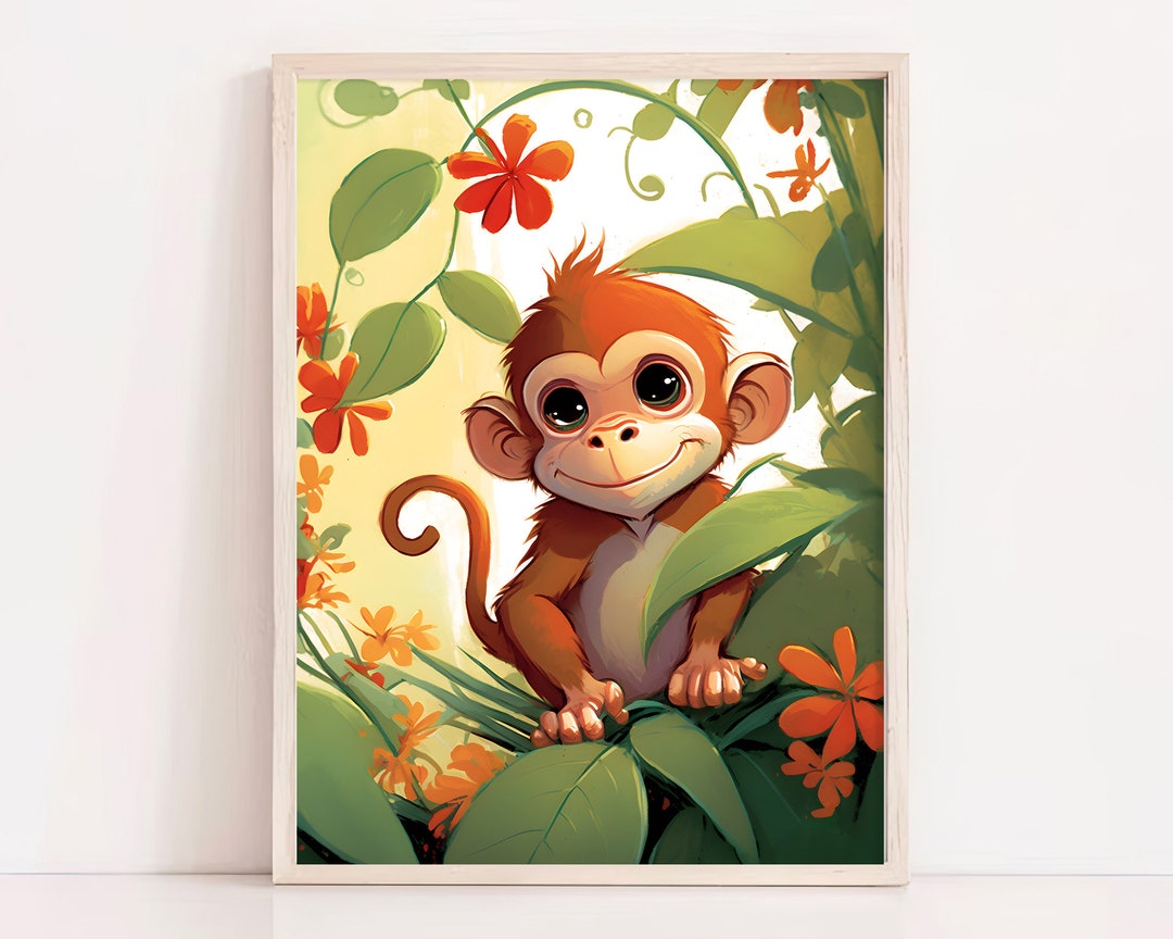 Baby Monkey Printable Animal Prints for Nursery Wall Art - Etsy