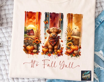 Highland Kuh Herbst Vibes Bauernhaus Land Western Sublimation Shirt Design Tshirt PNG Sofortiger digitaler Download nur