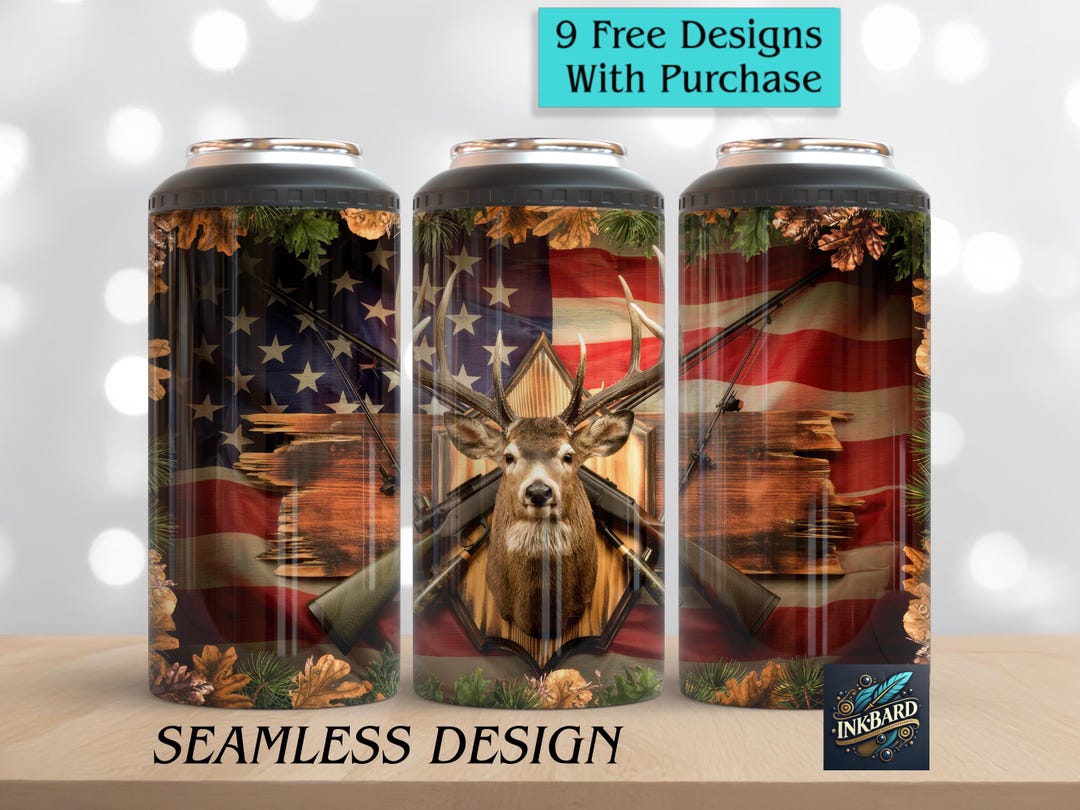 Hunting Deer 4 in 1 Can Cooler Wrap Seamless 16oz Digital Only ...