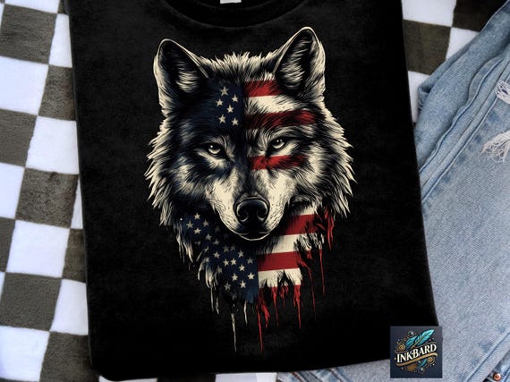Patriotic Nature Wolf Shirt Sublimation | PNG Instant Digital Download ONLY | Glass Jar Design, Tshirt Design, Clipart | Gift for Men