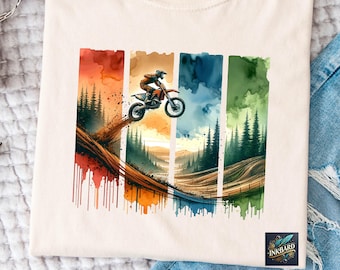 Motocross motorcykel dirt bike offroad trendig akvarell sublimering skjorta design t-shirt PNG direkt digital nedladdning endast