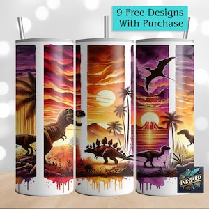 Dinosaur Kids T-Rex Jurassic Trendy Seamless 20 oz Skinny Tumbler Wrap Sublimation Design Download PNG Instant Digital Only