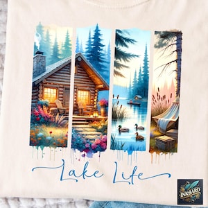 Lake Life Watercolor Fishing Boating Sublimation Shirt Design, PNG Instant Digital Download Only, Tshirt Fishing Camping Beach Summer