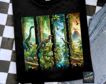 Colorful Dinosaur Trendy Jurassic Kids T-Rex Sublimation Shirt Design, PNG Instant Digital Download Only, Tshirt dtf design