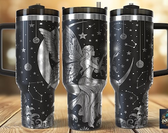 Celestial Moon Fairy Fantasy Laser SVG PNG 40oz Engraving File Tumbler Wrap Commercial Use Digital Download