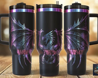 Gothic Dragon Laser SVG PNG 40oz Engraving File Tumbler Wrap Commercial Use Digital Download