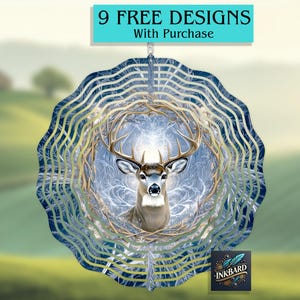 Hirschbock Jagd Jäger Wind Spinner Sublimation Nur Digitales Design, Sofortiger Download PNG, Türhänger für Männer Vatertag Papa Geschenk