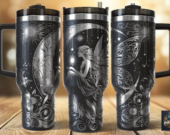 Celestial Moon Fairy Fantasy Laser SVG PNG 40oz Engraving File Tumbler Wrap Commercial Use Digital Download