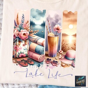 Lake Life Watercolor Fishing Boating Sublimation Shirt Design, PNG Instant Digital Download Only, Tshirt Fishing Camping Beach Summer