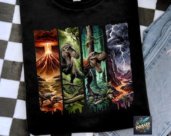Colorful Dinosaur Trendy Jurassic Kids T-Rex Sublimation Shirt Design, PNG Instant Digital Download Only, Tshirt dtf design