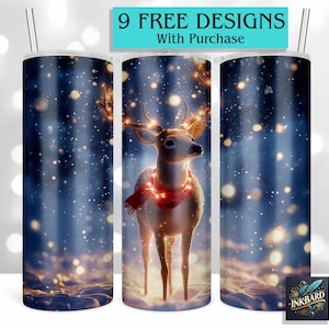 Christmas Reindeer Lights 20 oz Skinny Tumbler Sublimation Design Digital Download PNG Instant DIGITAL ONLY, Tumbler Wrap
