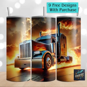 Semi Truck 3D Truck Driver Big Rig Trucker Seamless 20 oz Skinny Tumbler Wrap Sublimation Download PNG Instant DIGITAL ONLY Gift for Men Dad