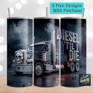 Semi Truck 3D Truck Driver Big Rig Trucker Seamless 20 oz Skinny Tumbler Wrap Sublimation Download PNG Instant DIGITAL ONLY Gift for Men Dad