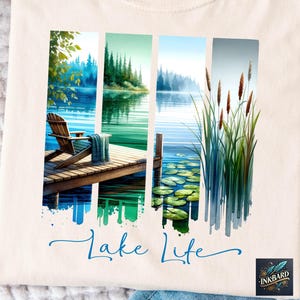 Lake Life Watercolor Fishing Boating Sublimation Shirt Design, PNG Instant Digital Download Only, Tshirt Fishing Camping Beach Summer