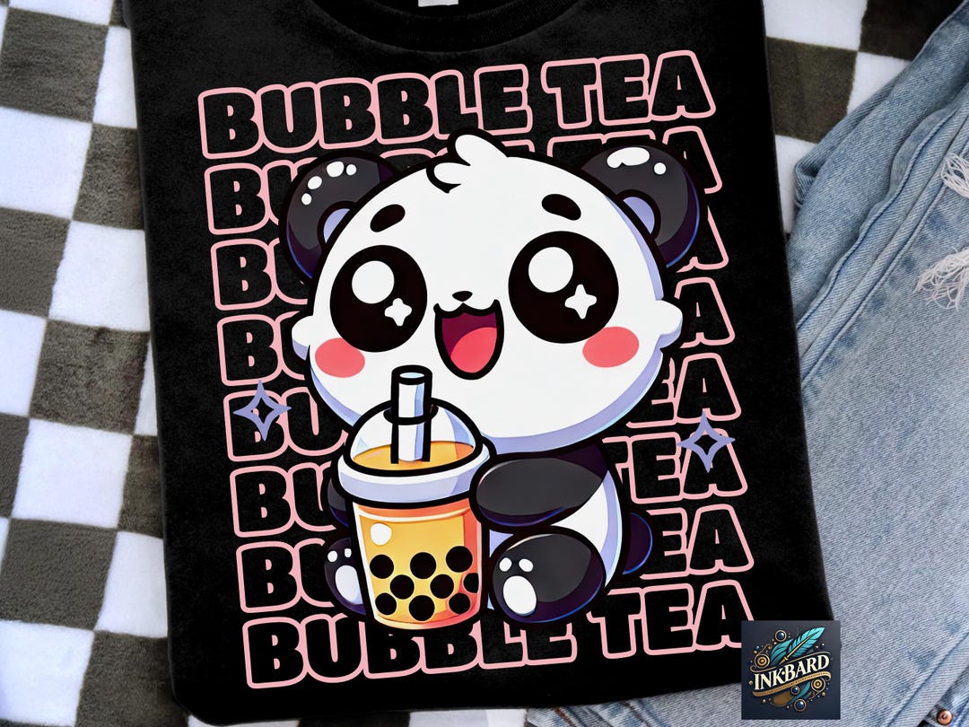 Cute Kawaii Panda Boba Life Bubble Tea Shirt Sublimation | PNG Instant ...