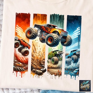 Monster Truck Kids Boy Toddler Colorful Sublimation Shirt Design Tshirt PNG Instant Digital Download Only