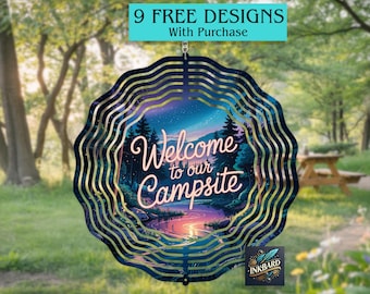 Welcome To Our Campsite Sign Camping Life Vibes Mode Summer Camper RV Windspinner Sublimation Digital Design Only, Instant Download PNG