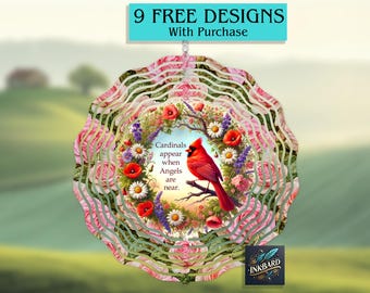 Red Cardinal Bird Spring Angels Poem Memorial Wind Spinner Sublimation Digital Design Only, Instant Download PNG, Door Hanger