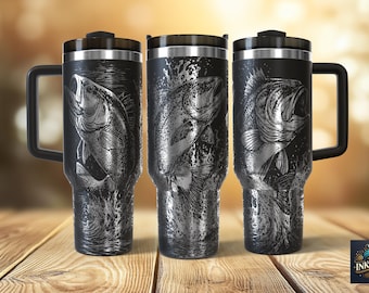 Fischer springender Fisch Bass Forelle Angeln 40 Unzen Tumbler Wrap Design für Laser Gravur SVG PNG Digitale Datei