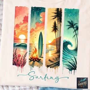 Surfing Surf&#39;s Up Beach Wave Summer Vibes Surf Board Bum Surfer Sublimation Shirt Design, PNG Instant Digital Download Only, Tshirt
