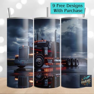 Semi Truck 3D Truck Driver Big Rig Trucker Seamless 20 oz Skinny Tumbler Wrap Sublimation Download PNG Instant DIGITAL ONLY Gift for Men Dad