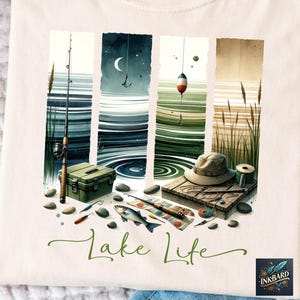 Lake Life Watercolor Fishing Boating Sublimation Shirt Design, PNG Instant Digital Download Only, Tshirt Fishing Camping Beach Summer