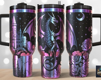 Romantasy Dragon Fantasy Bookish Laser SVG PNG 40oz Engraving File Tumbler Wrap Commercial Use Digital Download