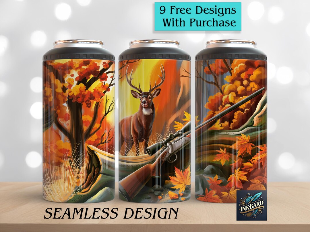 Hunting Deer 4 in 1 Can Cooler Wrap Seamless 16oz Digital Only ...
